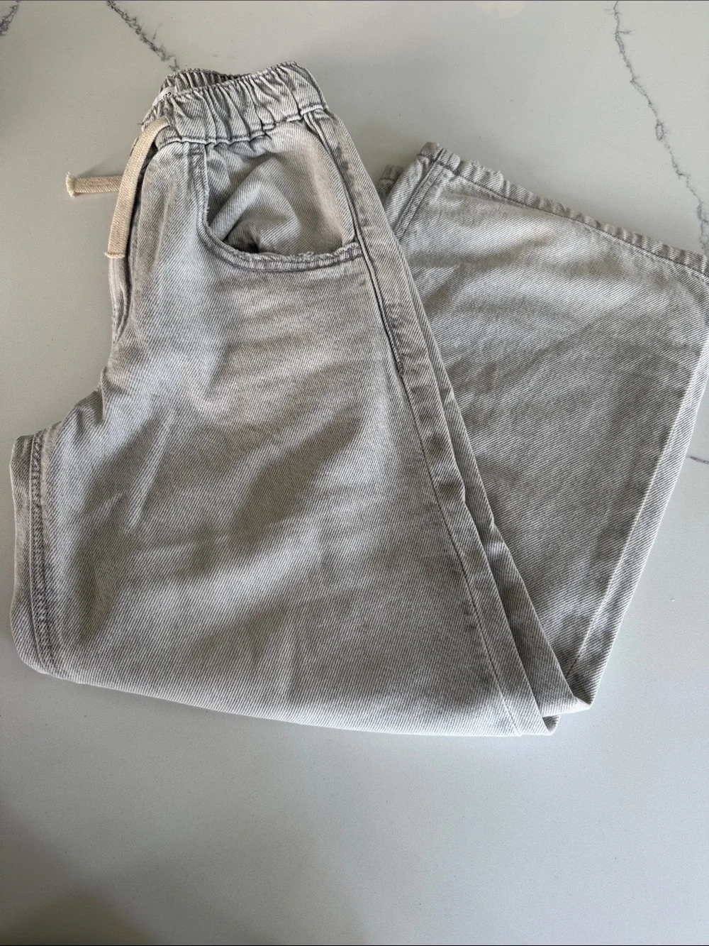 Zara Girls Wide-Leg Jeans in Light Grey size 7